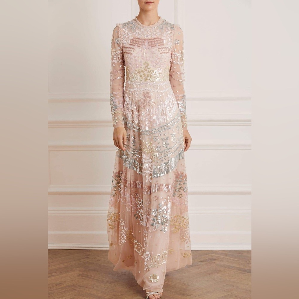 Needle & Thread Angeline Sequin Gown (Pink size 10 US)